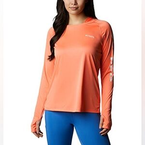 Columbia PFG Peach Long Sleeve Hooded Tee M Medium